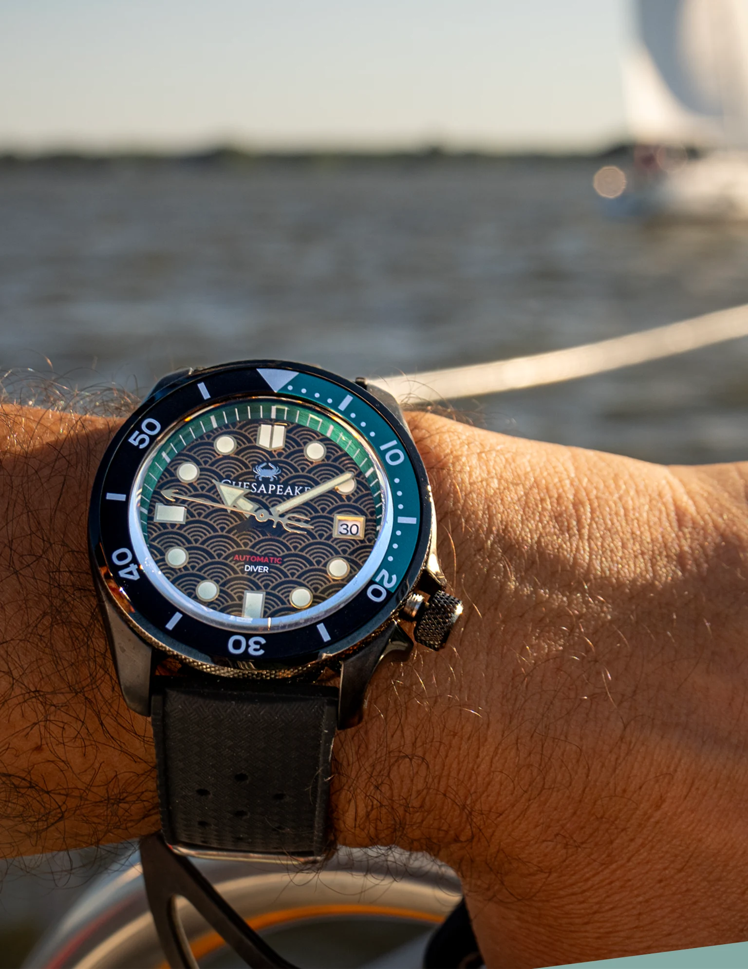 Francisco wearing a Chesapeake watch