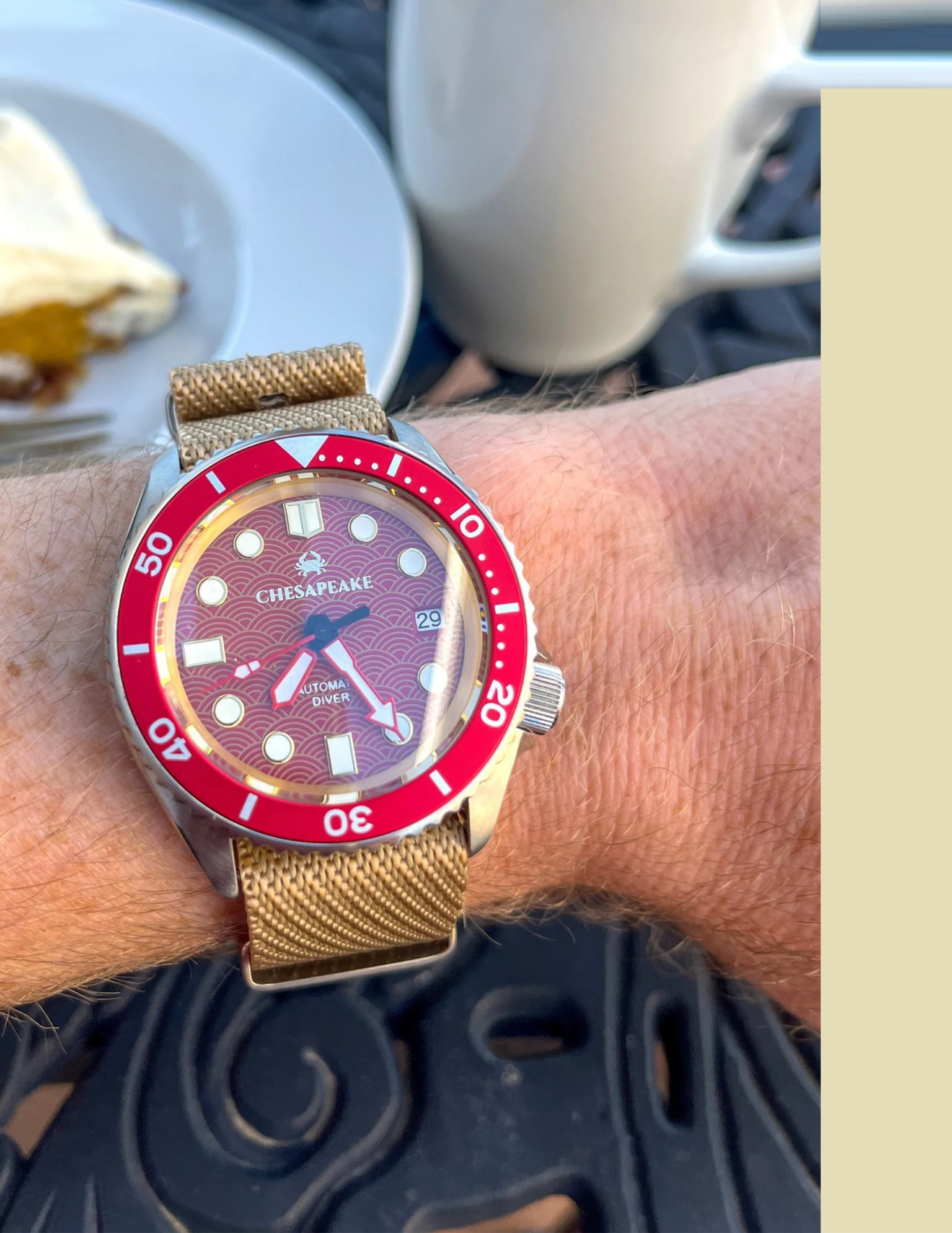 Grant wearing a Chesapeake watch